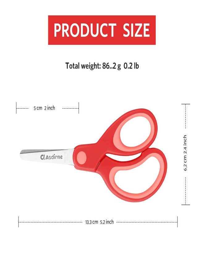 Asdirne Kids Scissors, Safety Children Scissors, Right-Handed, Stainless Steel Blades, Soft Grip, 3 Pack, Assorted Color, 13.5cm - Image 4